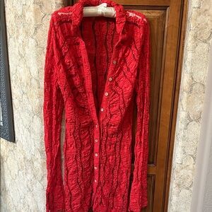 NWT Red Lace Button-Up Dress